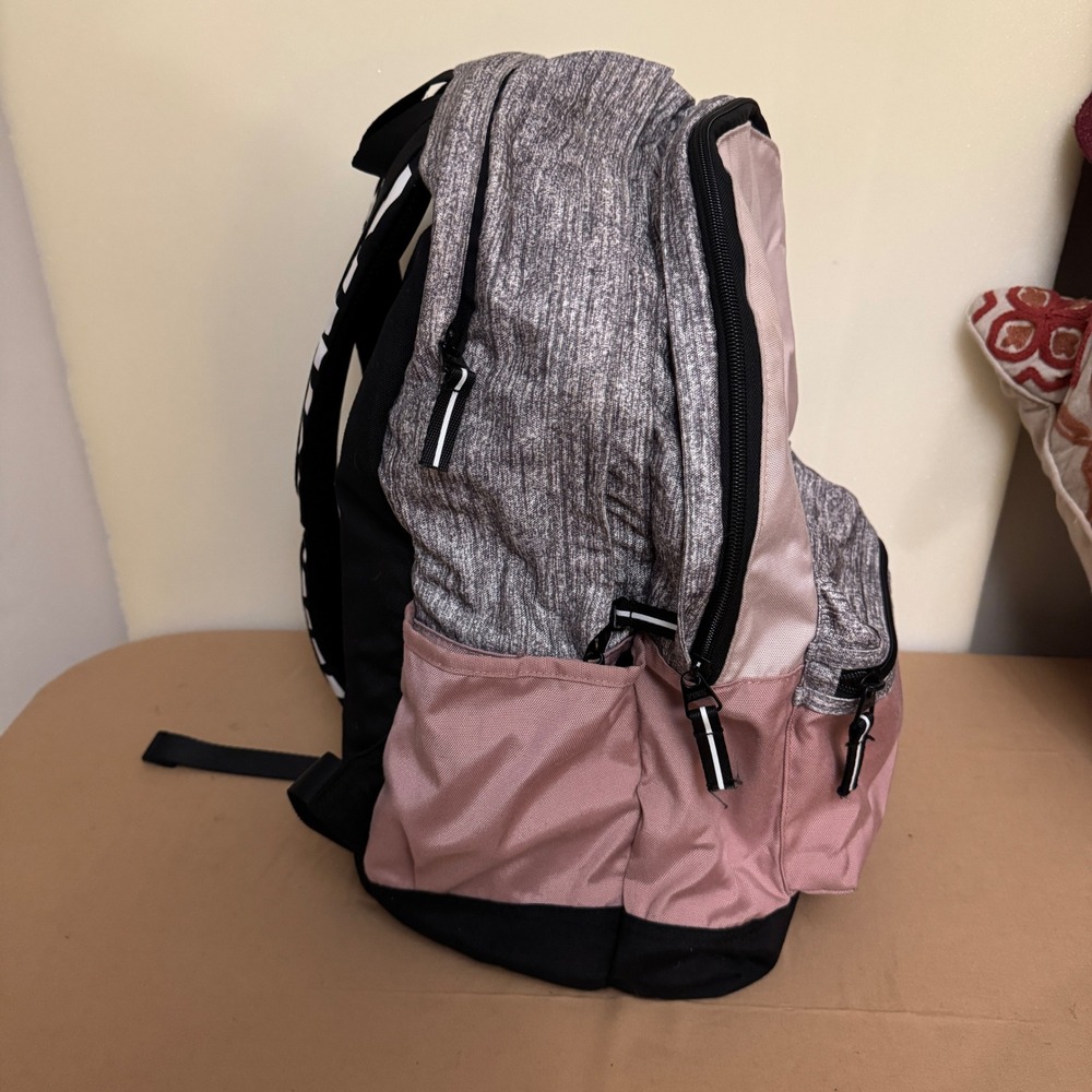 PINK Victoria's Secret Backpack Rose Gold‎ Grey Black Logo School Bag - Picture 4 of 10